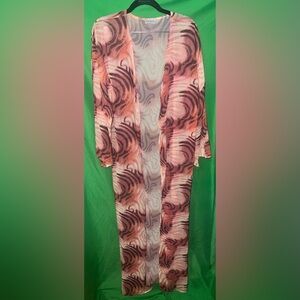 NWOT ICON Swim Bikini Sheer Swirl Pattern Kimono Cover Up size Medium